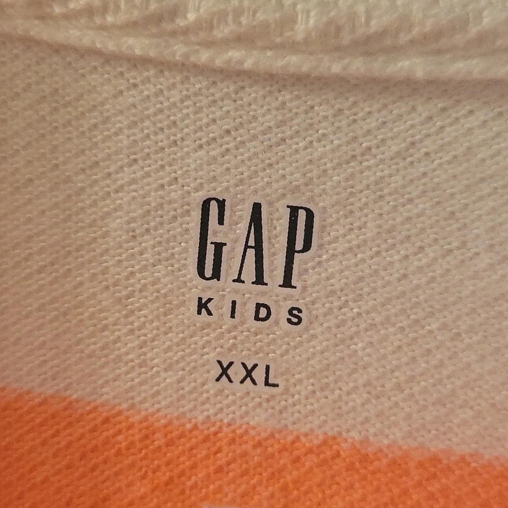 Gap white orange blue  striped polo xxl
